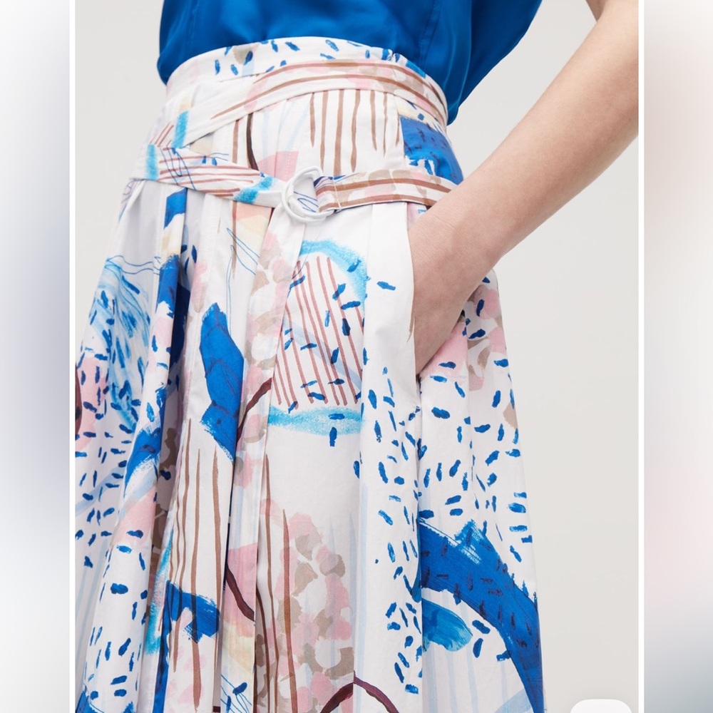 COS Midi Skirt Abstract Print Asymmetrical Artsy Unique Size 2 - Picture 3 of 11